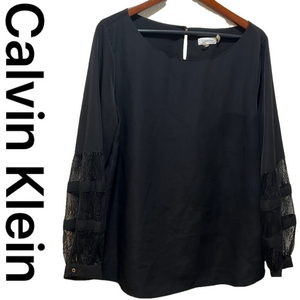Calvin Klein women’s long sleeve black blouse size XL GUC